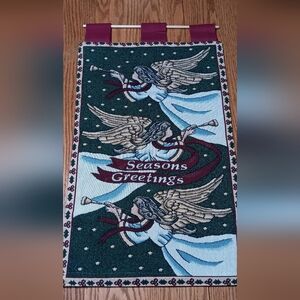 Elegant Angel Tapestry Wall Hanging.  3 Angels Playing Trumpets